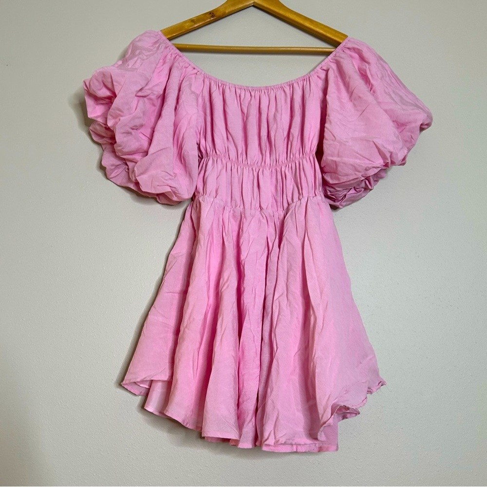 BNWOT altar’d state pink puff sleeve mini dress